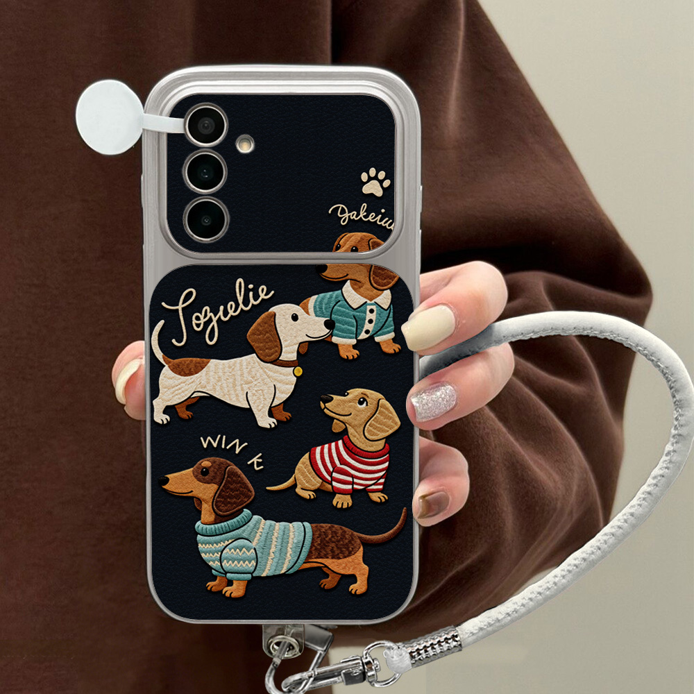 Camera Strap Leather - Cartoon Dachshund Phone Case For Samsung