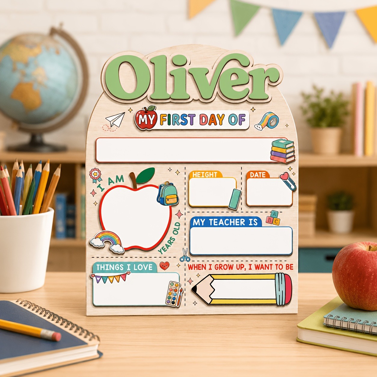 Photography Prompt - Personalized Wooden First Day of School