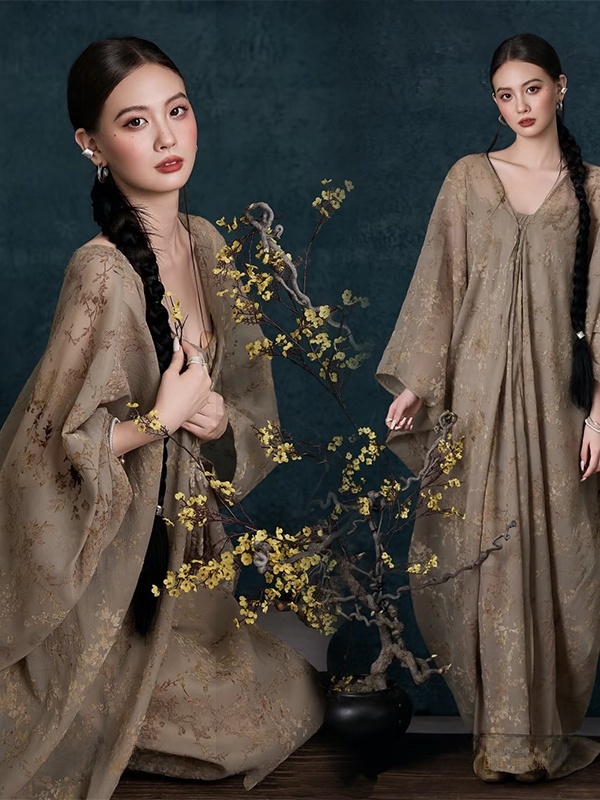 New Vintage Oil Painting Dress - đánh giá và giá Photography Zen