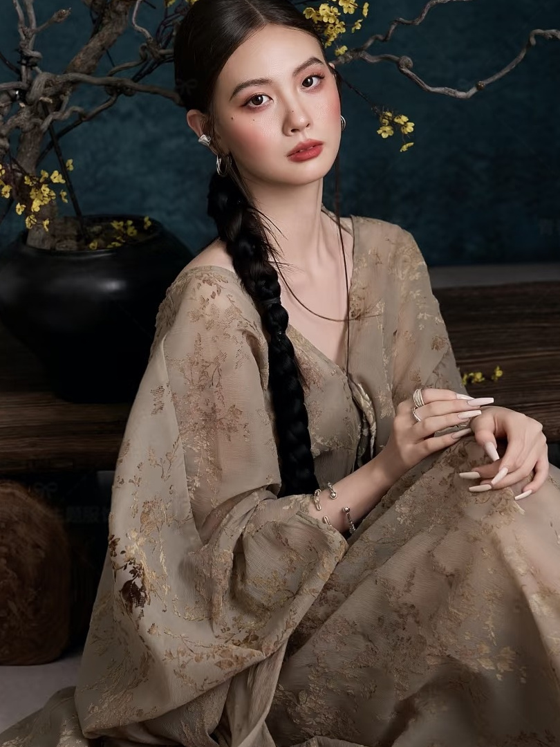 New Vintage Oil Painting Dress - đánh giá và giá Photography Zen
