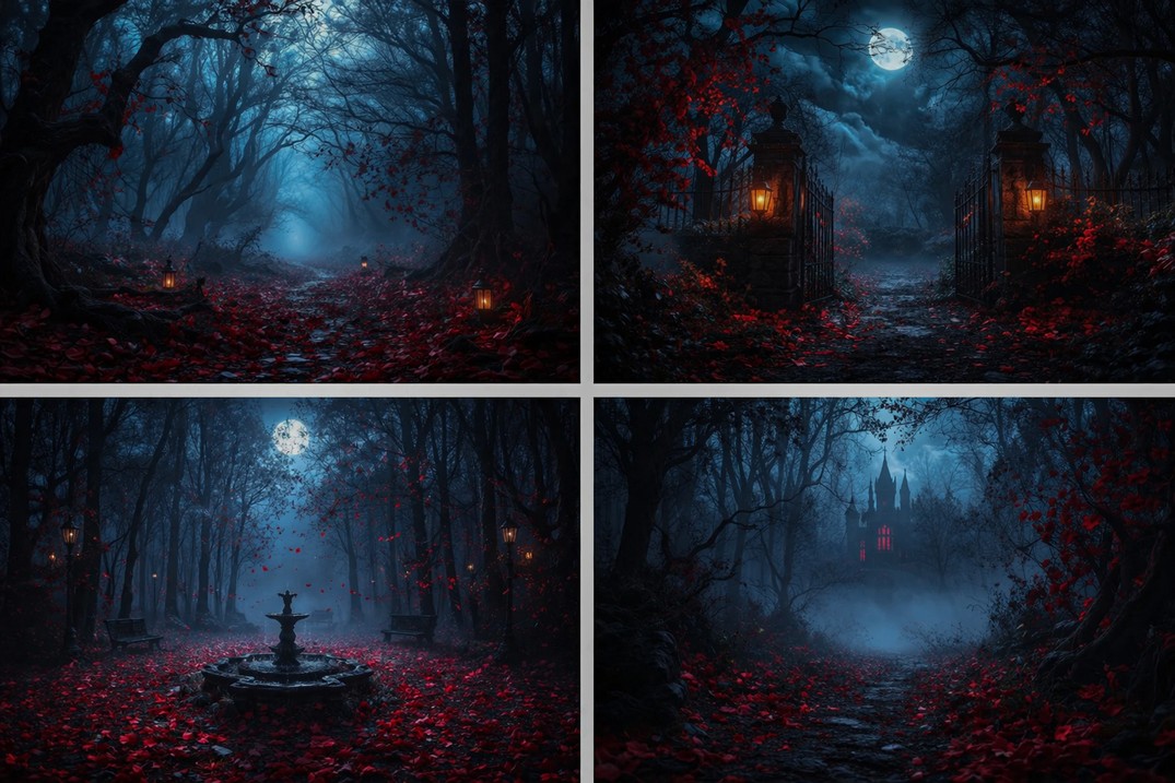 Dark Forest Moonlight Red Leav - đánh giá và giá Photography Dark Cloth