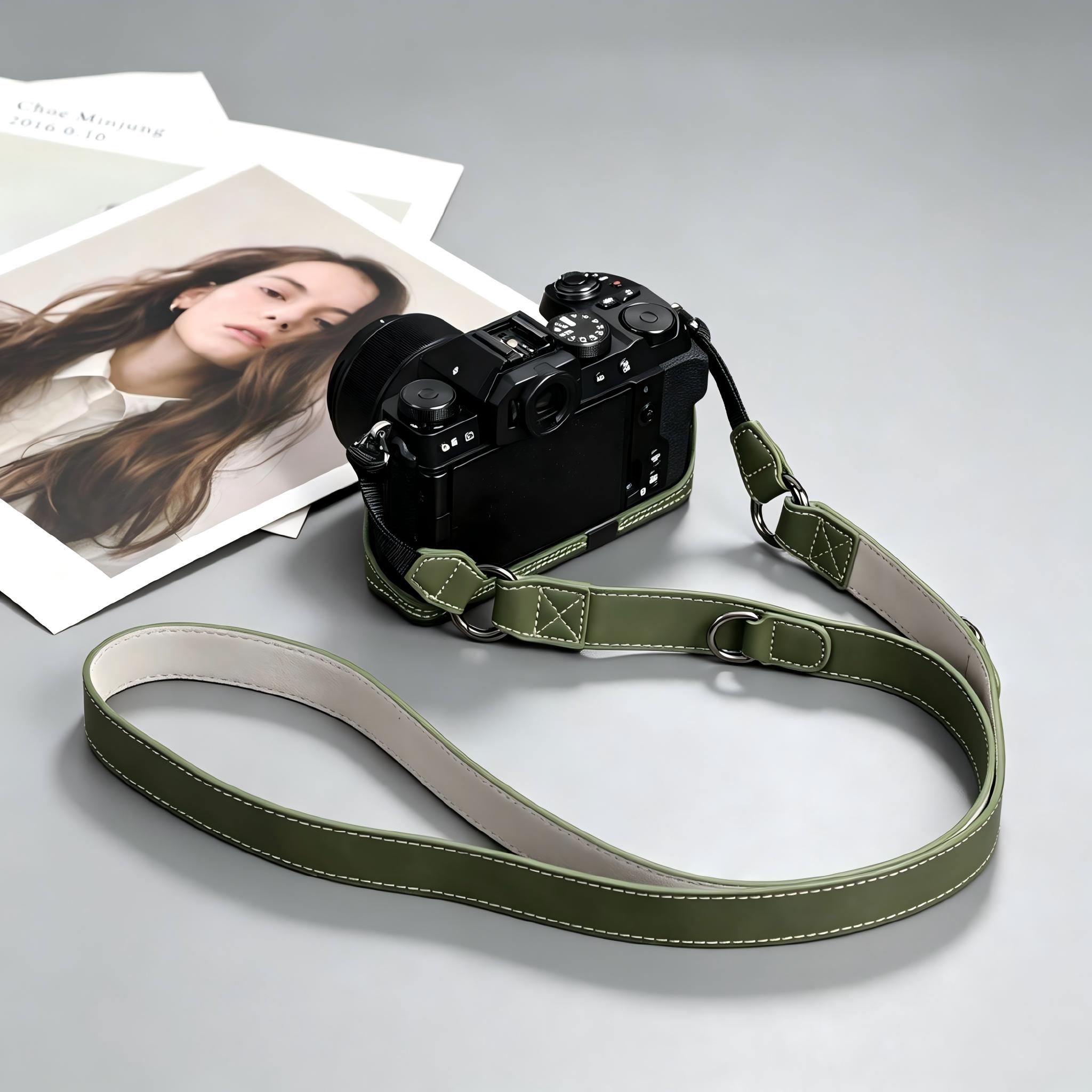 Retro Oily Wax Leather Camera  - đánh giá và giá Camera Strap Leather