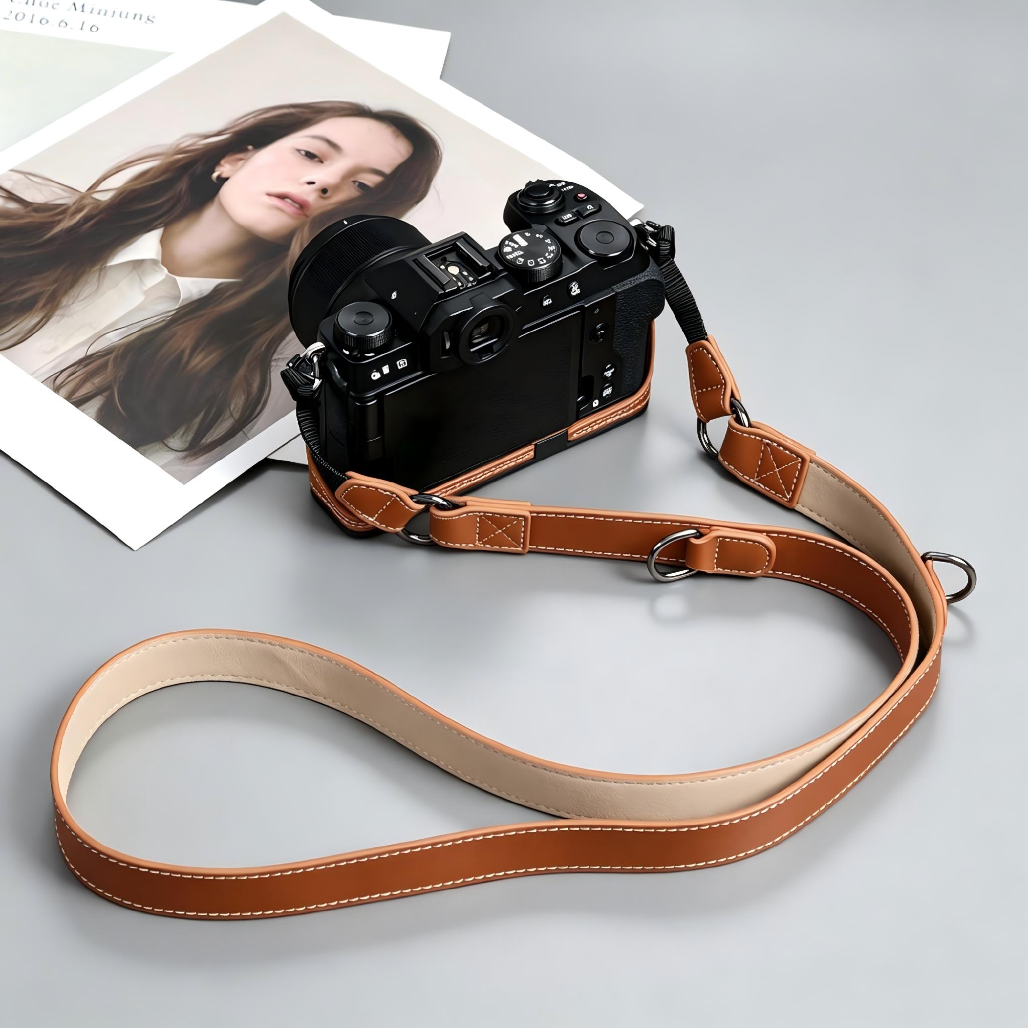 Retro Oily Wax Leather Camera  - đánh giá và giá Camera Strap Leather