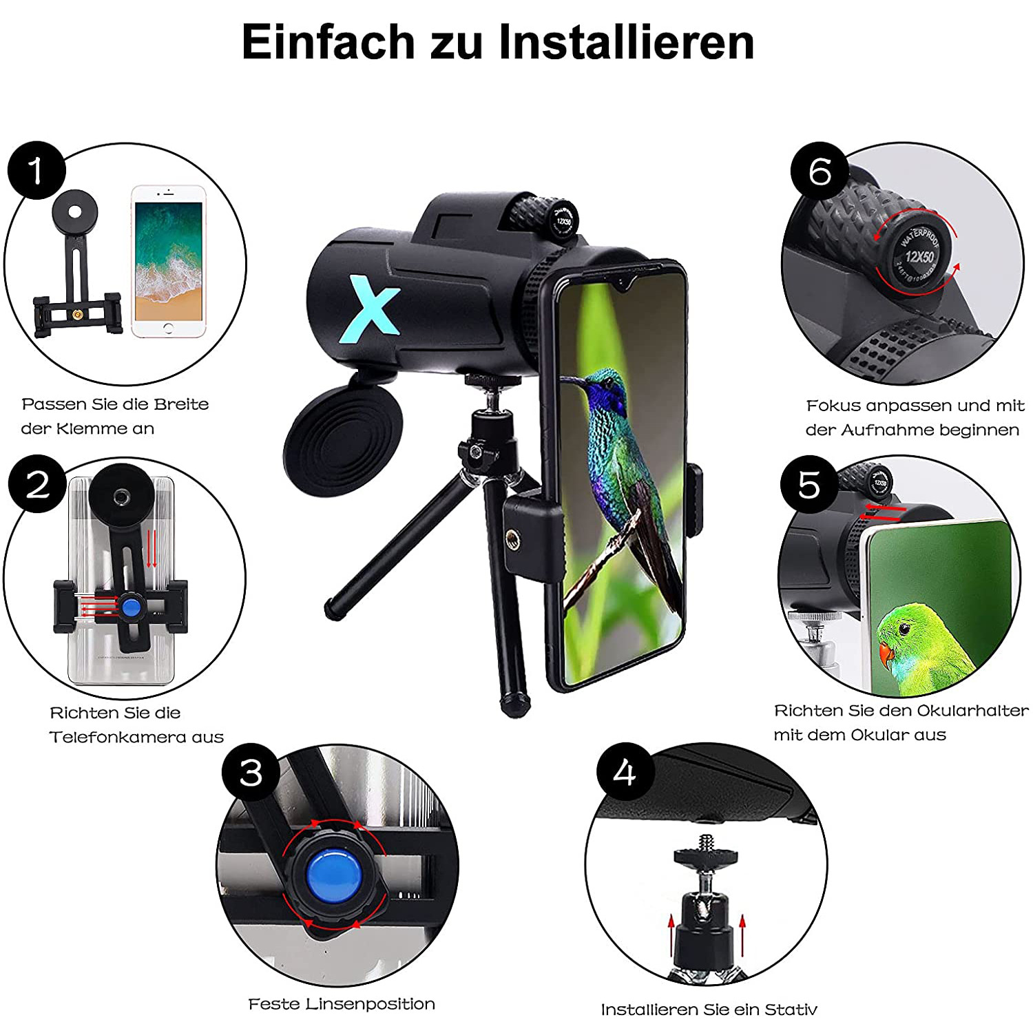 Mini Telescopes 12x50 High Pow - đánh giá và giá Photography High Angle